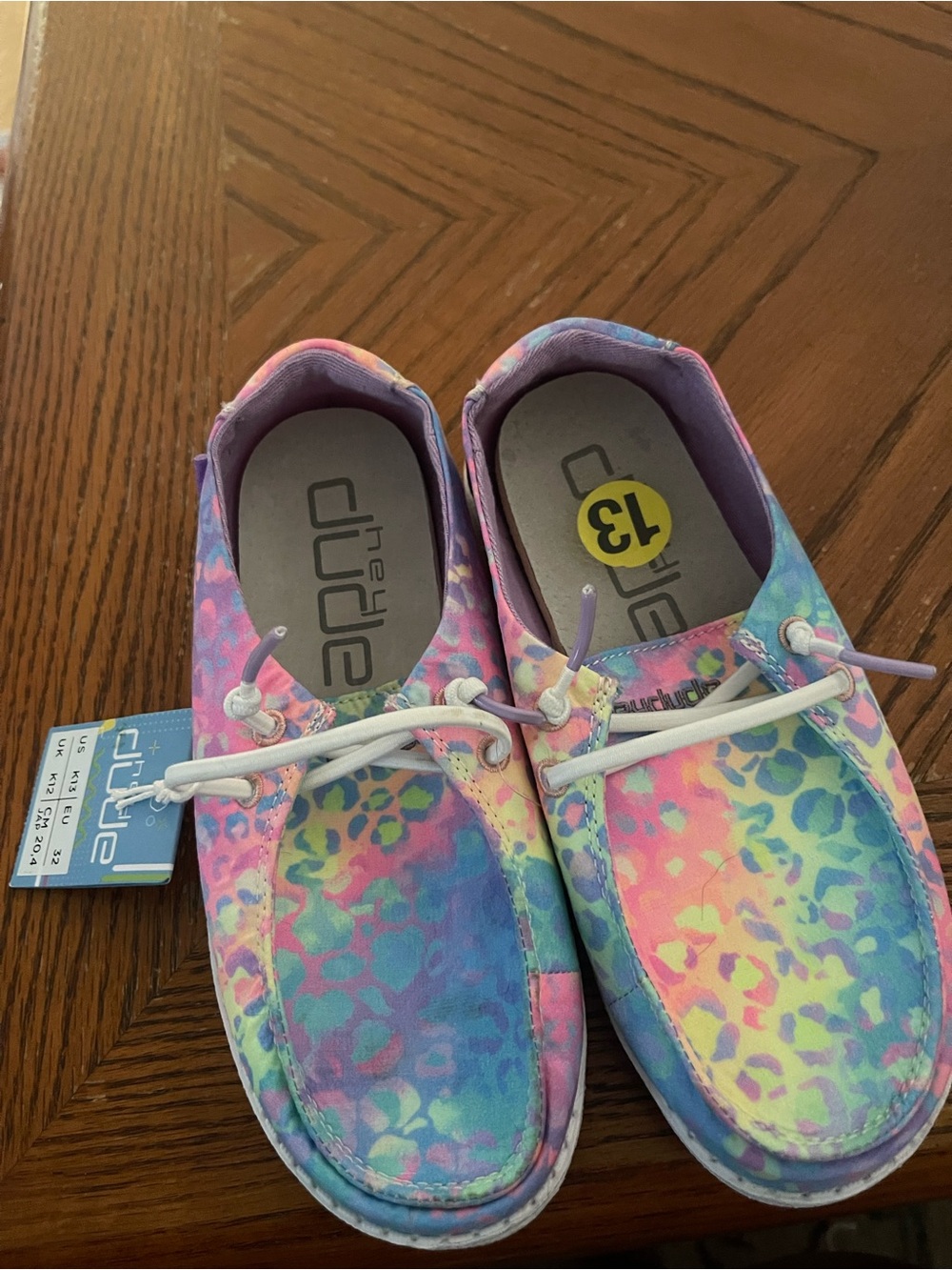 hey dude Kids' Multicolor Tie-Dye Leopard Print Slip-On Shoes